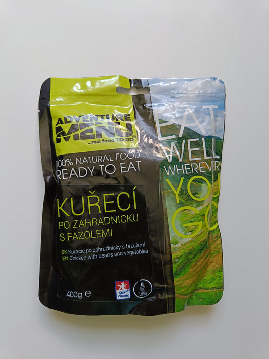 Adventure Menu Kuře po zahradnicku s fazolemi (hotová strava) 400g BEZ LEPKU - přední strana