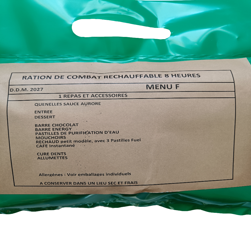 Francouzské MRE na 8 hodin - nová verze - detailní pohled na menu F