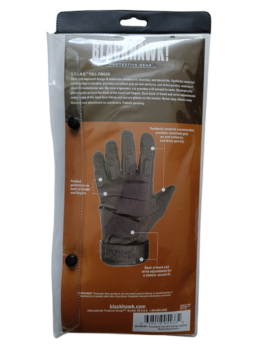 Taktické rukavice Blackhawk S.O.L.A.G. v obalu ze zadní strany