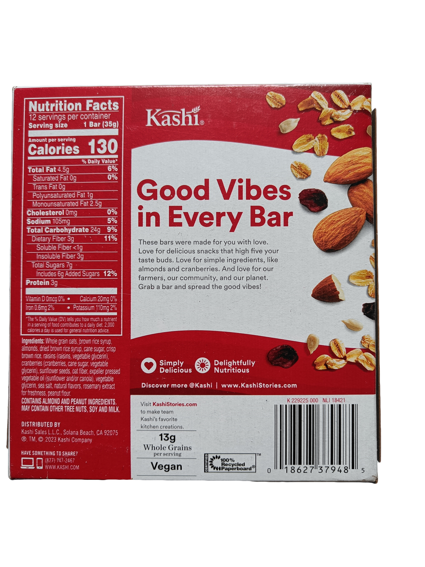 Zadní strana krabice tyčinek s informacemi