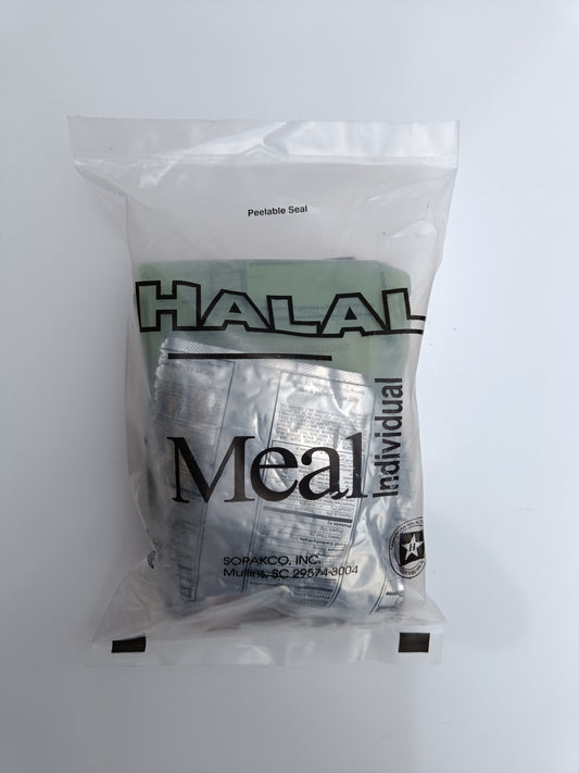 Zadní strana balení US MRE Halal