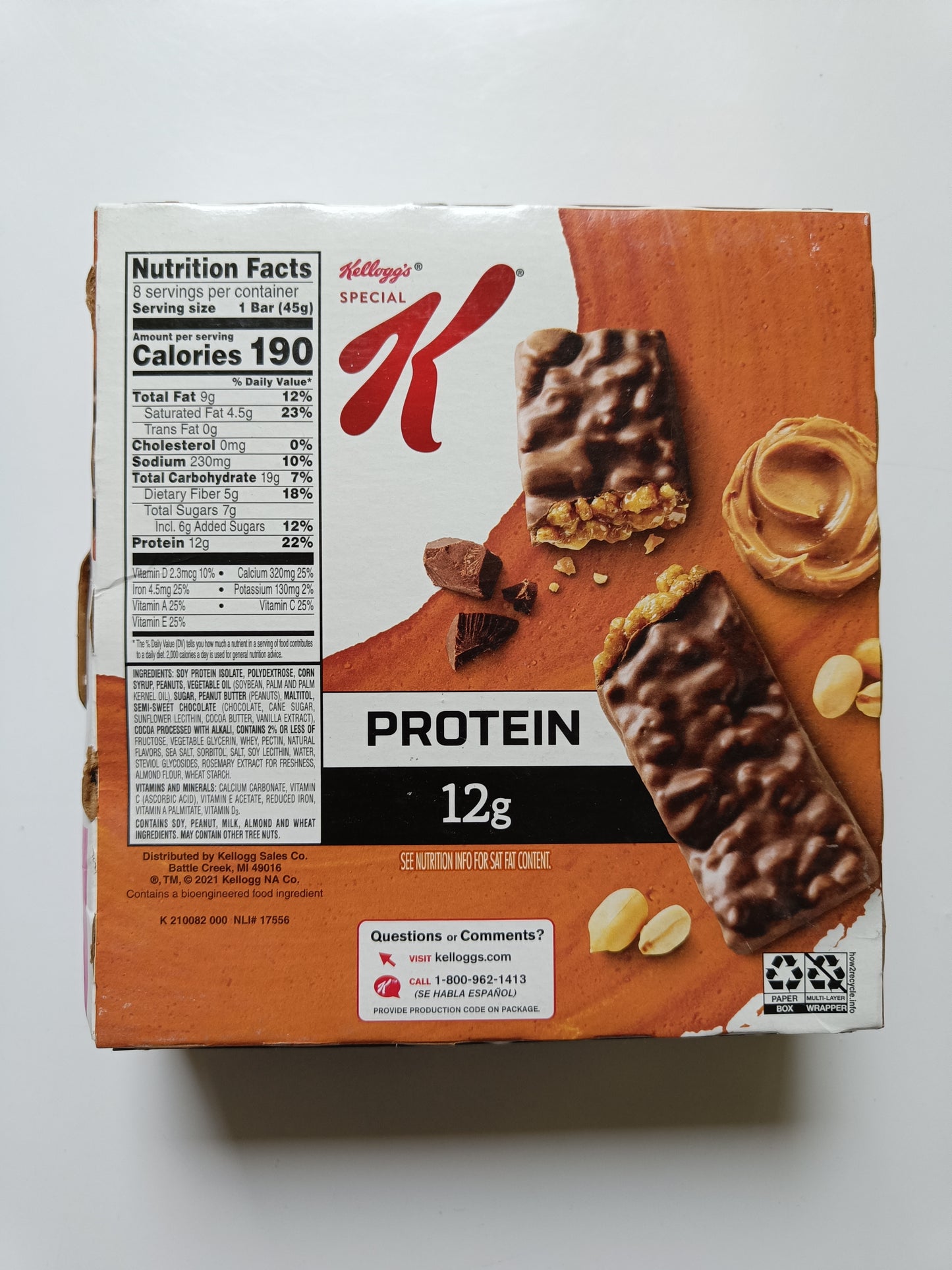 Proteinová tyčinka US - krabice 8 kusů, zadní strana