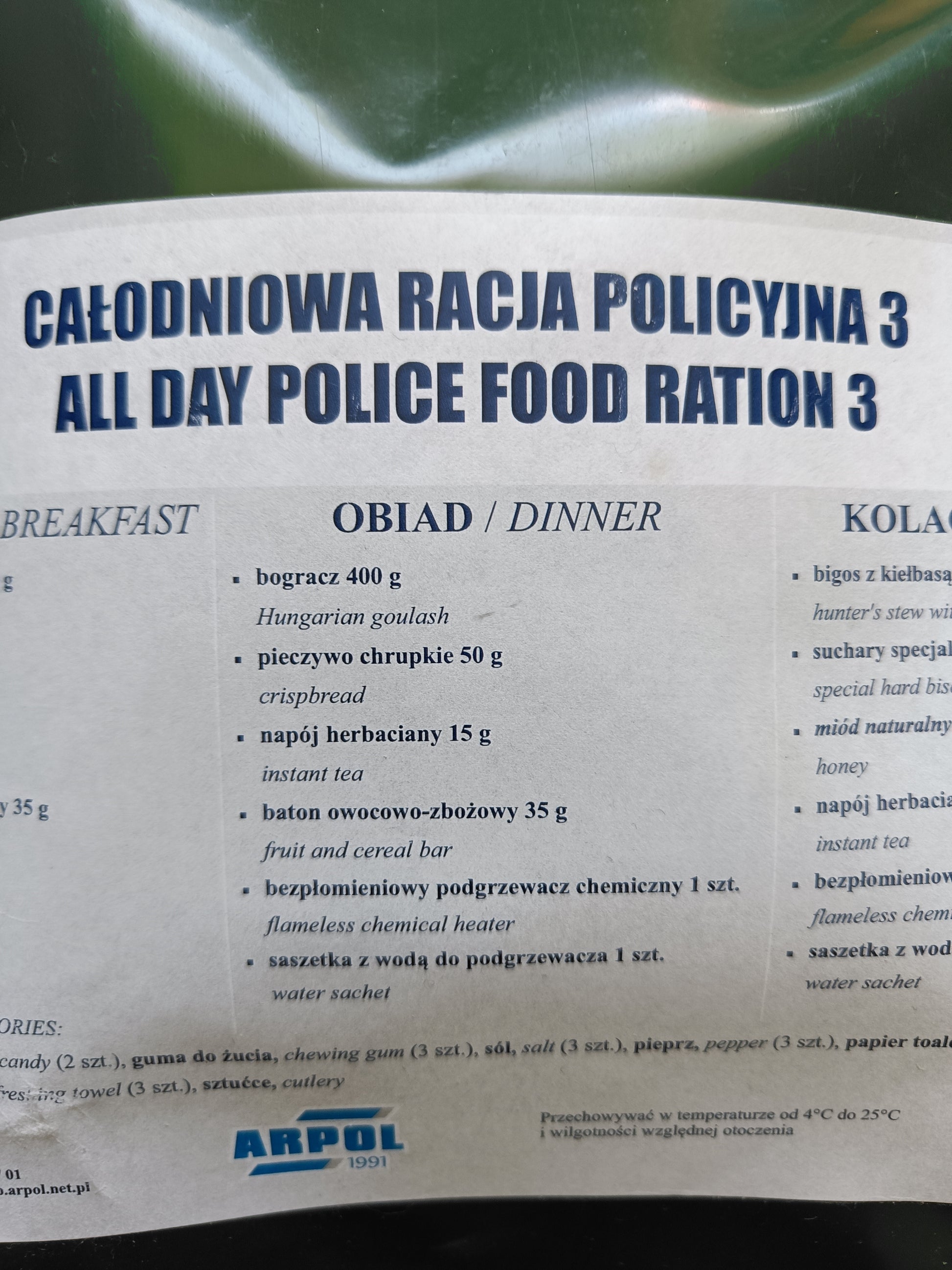 Polské policejní MRE je určené na 24H, zde oběd