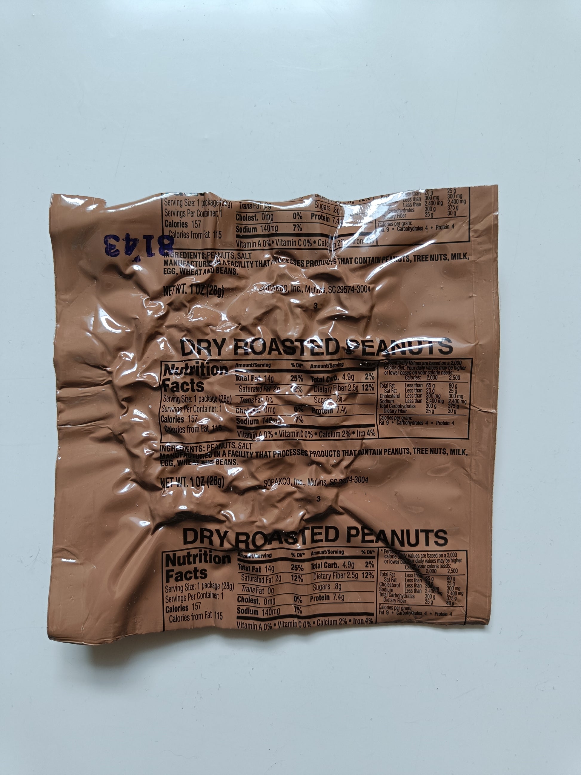 Oříšky US MRE - dry roasted peanuts 