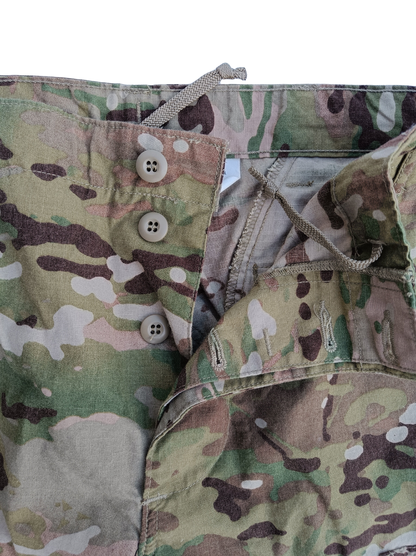 Kalhoty US Army multicam originál - zapínání poklopce na knoflíky