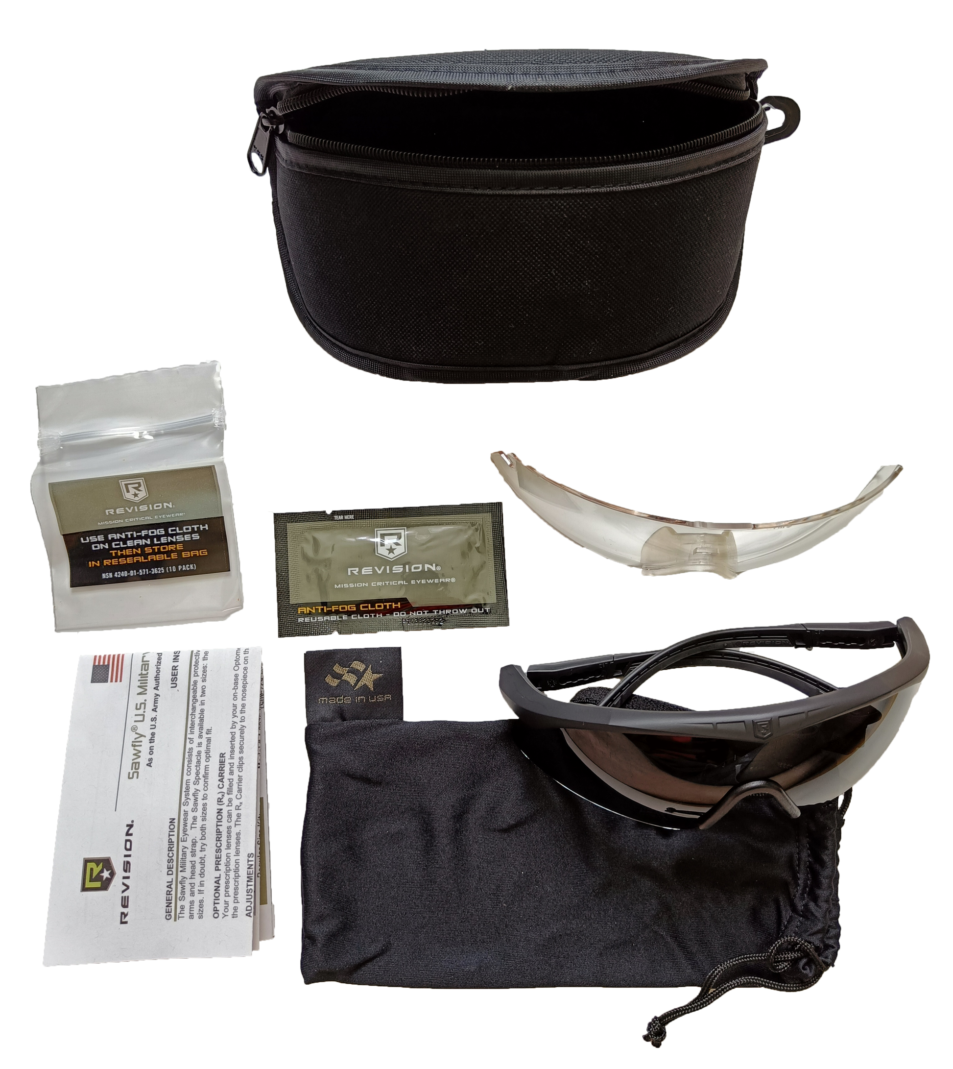 Kompletní set s vybalenými brýlemi