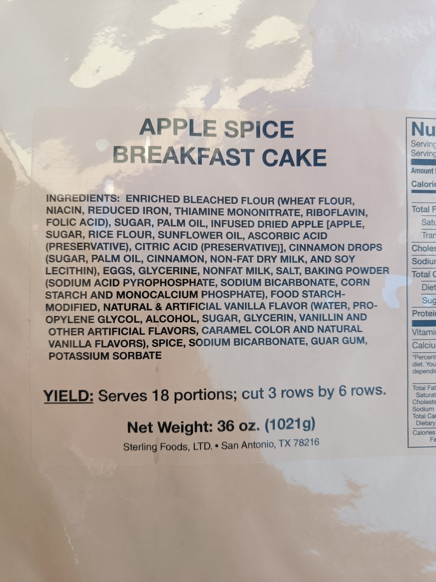 Štítek balení US Koláčů velké - Apple spice breakfast cake