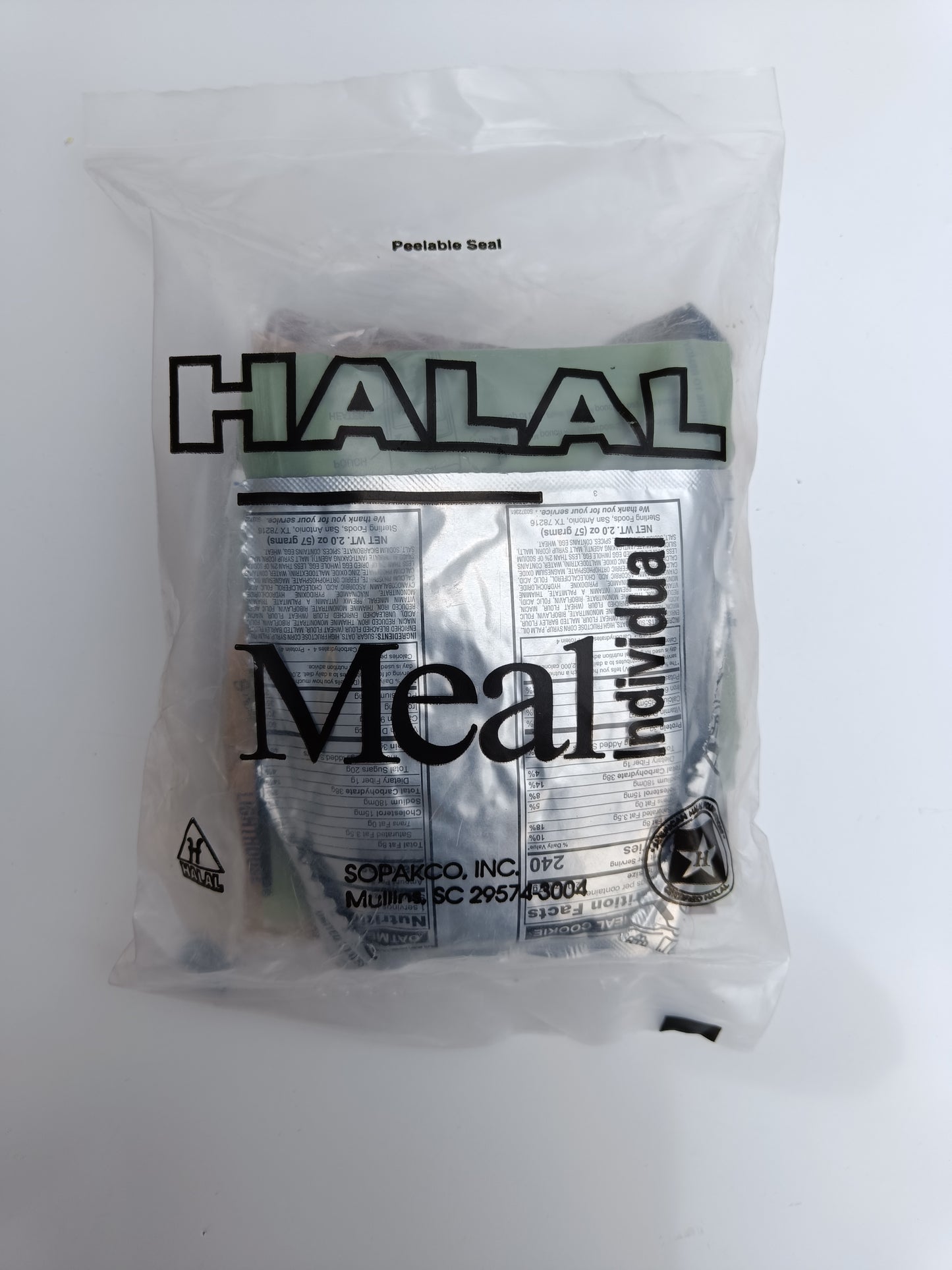 Zadní strana balení US MRE Halal