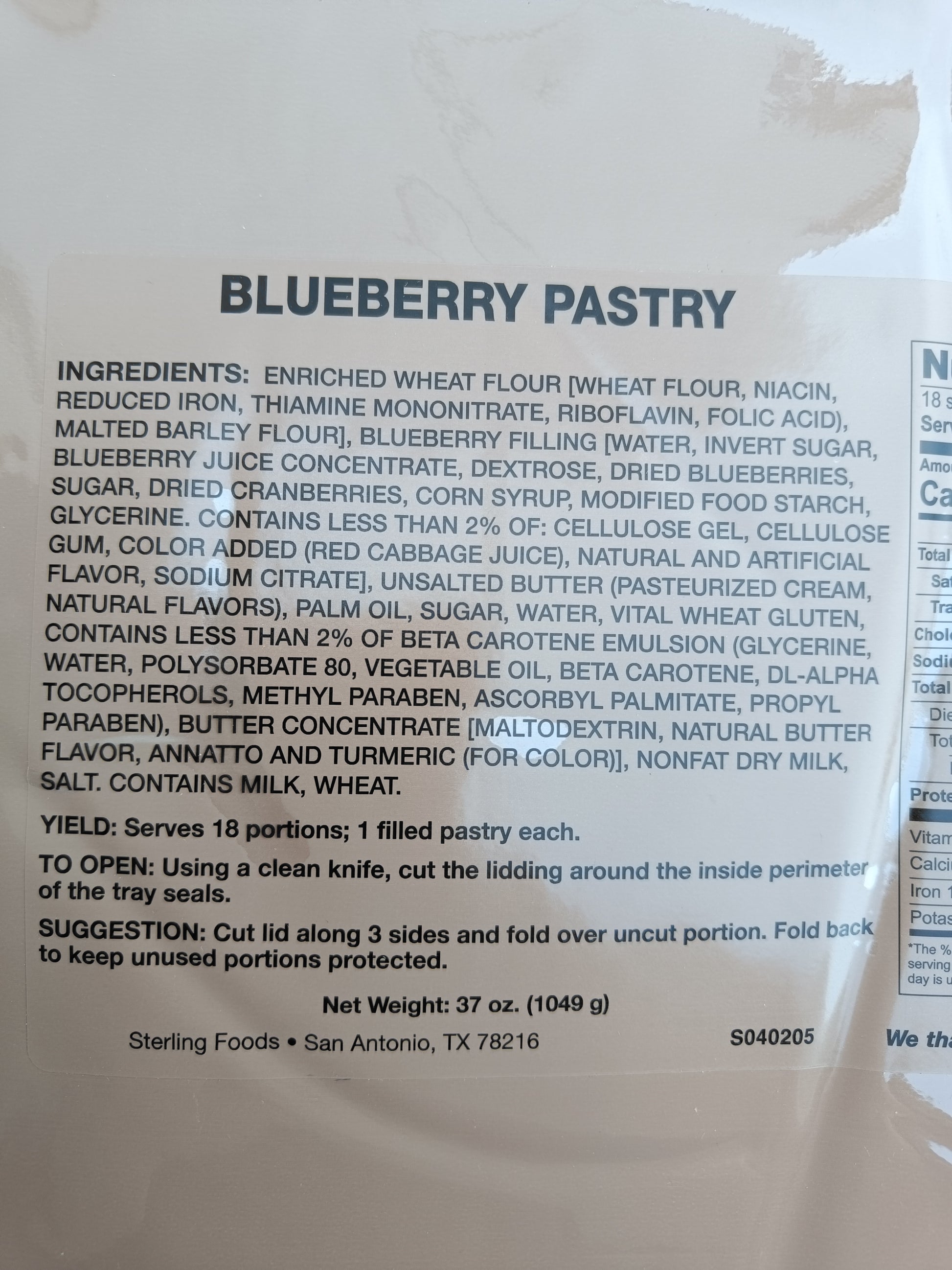 Štítek balení US Koláčů velké - Blueberry pastry